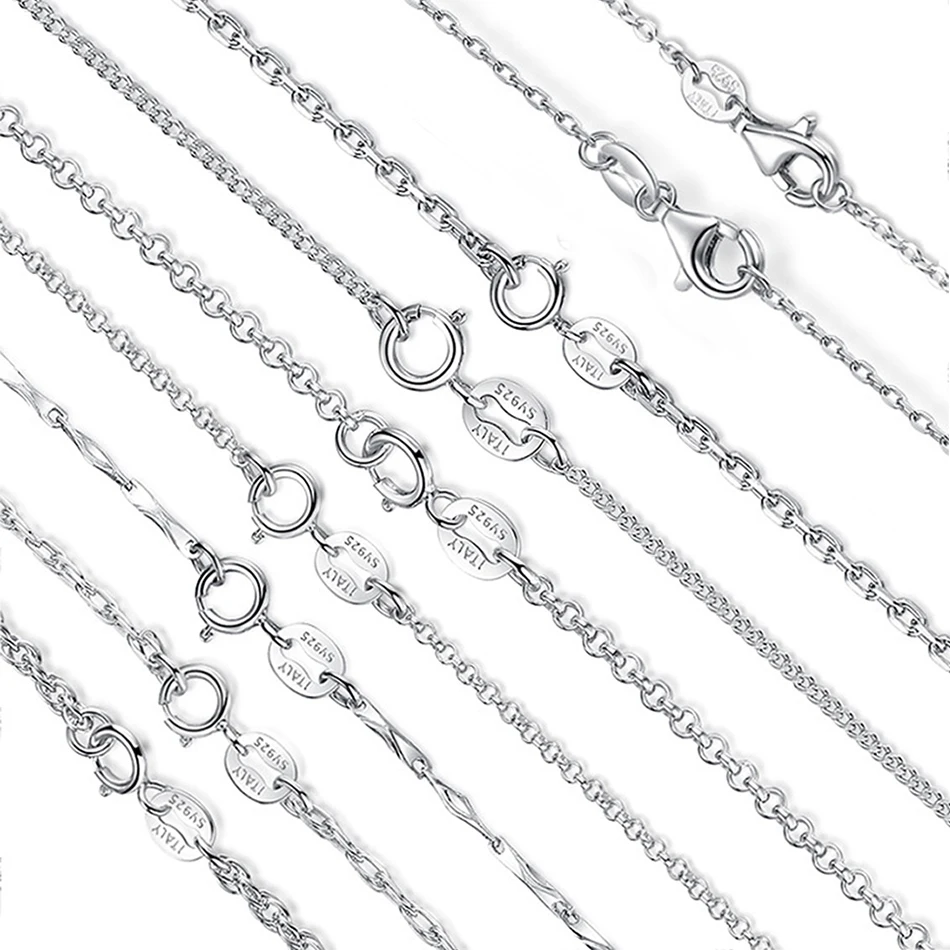 ELESHE 8 Style Classic Basic Chain 100% 925 Sterling Silver Lobster Clasp Adjustable Necklace Chain Fashion Jewelry Gift collar
ELESHE 8 Style Classic Basic Chain 100% 925 Sterling Silver Lobster Clasp Adjustable Necklace Chain Fashion Jewelry Gift collar