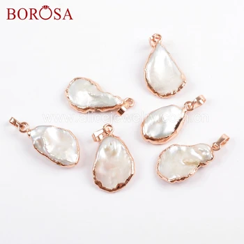 BOROSA 10PCS Rose Gold Color Freeform Natural White Freshwater Pearl Pendant Beads for Necklace Jewelry for Women as Gift R1673
BOROSA 10PCS Rose Gold Color Freeform Natural White Freshwater Pearl Pendant Beads for Necklace Jewelry for Women as Gift R1673