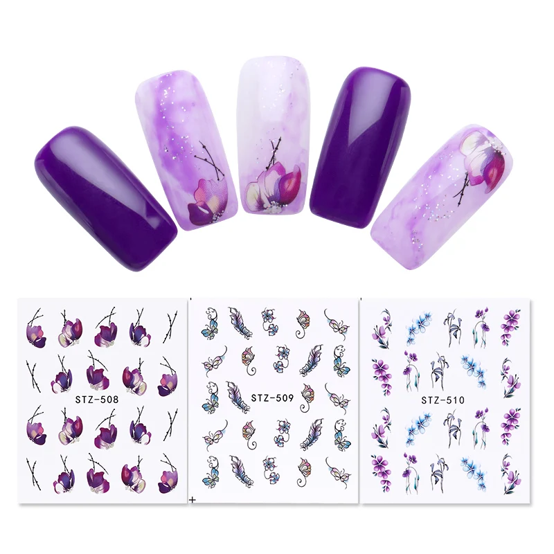 3 Sheets Purple Flowers Nail Art Water Decals Iris Leaves Butterfly Pattern Nail Transfer Stickers Decal Decoration
3 Sheets Purple Flowers Nail Art Water Decals Iris Leaves Butterfly Pattern Nail Transfer Stickers Decal Decoration