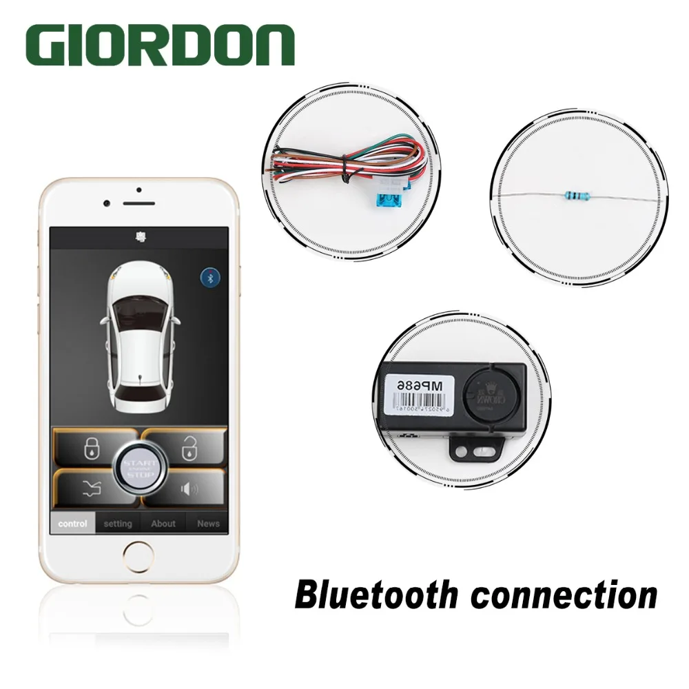 PKE Smart Key Car Alarm System Mobile automatic control vehicle (Use APP) Mobile phone shake 2 open/close locks
PKE Smart Key Car Alarm System Mobile automatic control vehicle (Use APP) Mobile phone shake 2 open/close locks