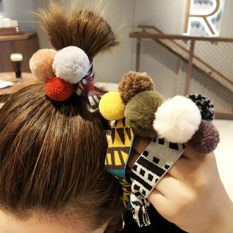 Фото 1Pc Flat Bar Knot children High Elastic Hair Bands Color hair bulb Rubber Rope for kids Girls Scrunchies Holder Accessories | Аксессуары