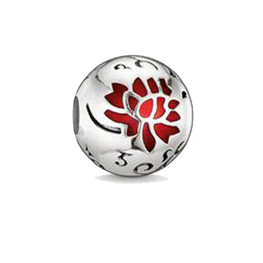 Серебристый красный цветок жизни Karma Бусы Браслет Fit Цепочки и ожерелья лидер