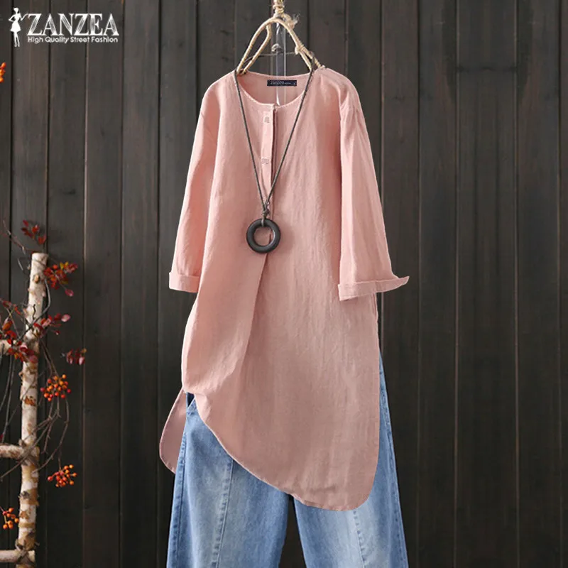 Plus Size Long Tunic Women's Linen Blouse ZANZEA 2019 Vintage Summer Casual Top Fashion Female Button Tee Shirts Blusas Feminina
Plus Size Long Tunic Women's Linen Blouse ZANZEA 2019 Vintage Summer Casual Top Fashion Female Button Tee Shirts Blusas Feminina