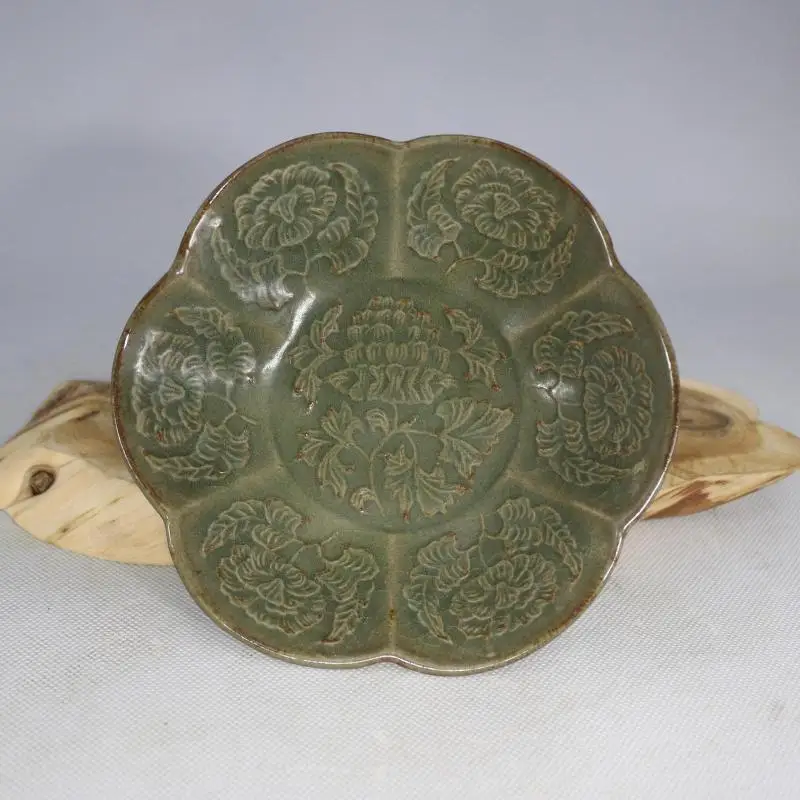 

Antique Old Chinese Song Dynasty YaoZhou Kiln porcelain bowl,Celadon carved small dish, collection & adornment, Free shipping