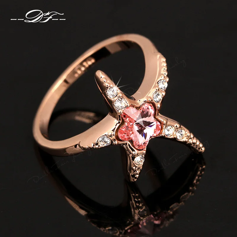 Hot Sale Pink Star Designer Cubic Zirconia Party Rings Rose Gold Color Crystal The Finger Ring Wedding Jewelry For Women DFR328
Hot Sale Pink Star Designer Cubic Zirconia Party Rings Rose Gold Color Crystal The Finger Ring Wedding Jewelry For Women DFR328