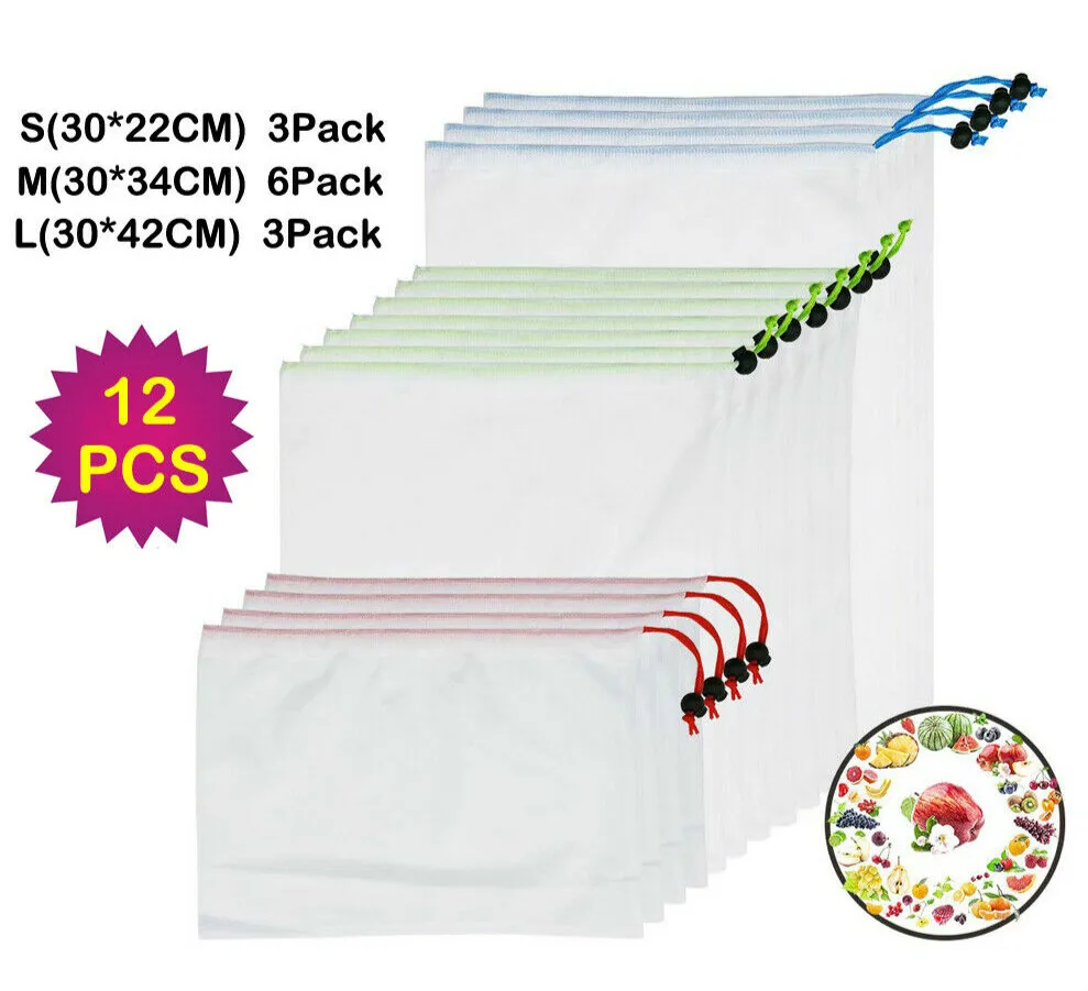 Eco-friendly Mesh Produce Bags Grocery Fruit Storage Shopping String Bag Kitchen Storage Bags Organization
Eco-friendly Mesh Produce Bags Grocery Fruit Storage Shopping String Bag Kitchen Storage Bags Organization