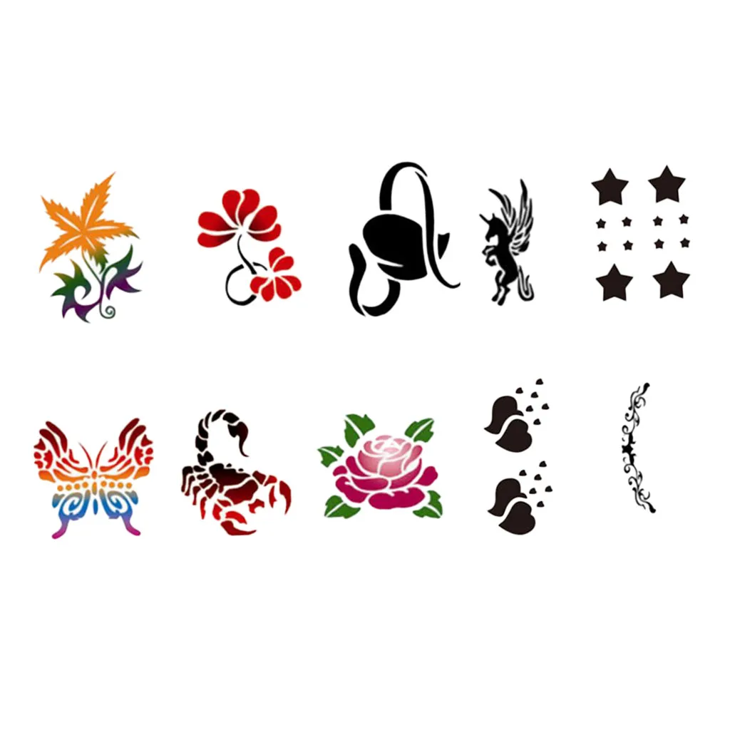 10 Pieces Animal /Flower Reusable PVC Face Body Painting Stencils Template