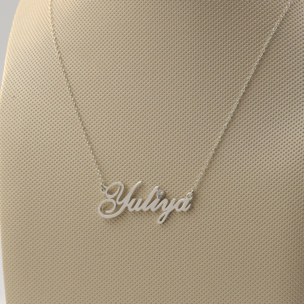 925 Solid Silver Name Necklace with Crystal Custom Nameplate Pendant Mom Gift Personalized
925 Solid Silver Name Necklace with Crystal Custom Nameplate Pendant Mom Gift Personalized