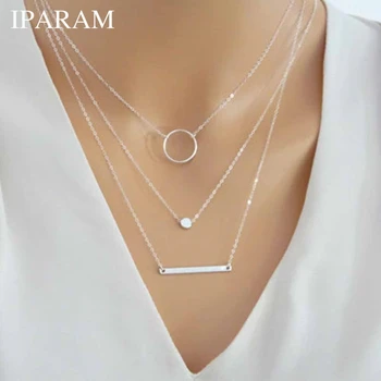 IPARAM Bohemian Multilayer Round Hole Metal Rod Necklace Vintage Gold Silver Color Geometric Ladies Necklace Necklace
IPARAM Bohemian Multilayer Round Hole Metal Rod Necklace Vintage Gold Silver Color Geometric Ladies Necklace Necklace