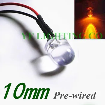 (CE&Rosh)DC 12V Pre-wired led 10mm round yellow led diode 20cm cable for indicate lighting 
(CE&Rosh)DC 12V Pre-wired led 10mm round yellow led diode 20cm cable for indicate lighting