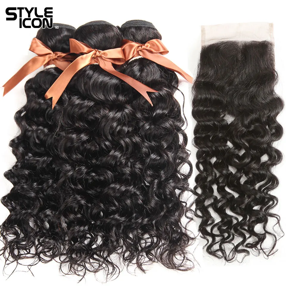 Styleicon Water Wave Bundles with Closure Natural Color Malaysian Human Hair Bundles with Lace Closure 100% Non-remy Hair Weaves
Styleicon Water Wave Bundles with Closure Natural Color Malaysian Human Hair Bundles with Lace Closure 100% Non-remy Hair Weaves