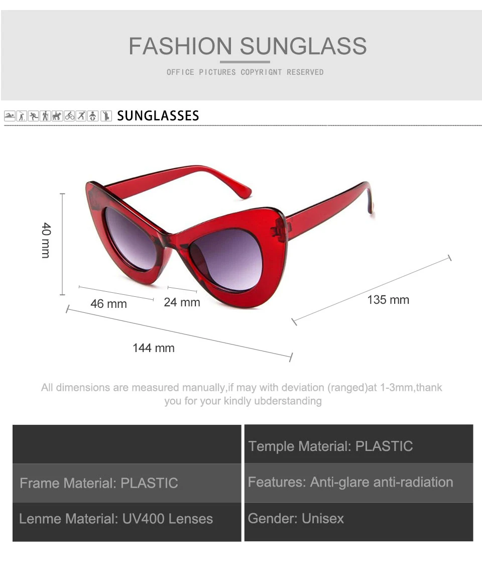 ALIKIAI NEW fashion Cat Eye Sunglasses lady old fashioned Sunglasses wide frame glasses designer sexy girl glasses oculos de sol UV400 (8)
