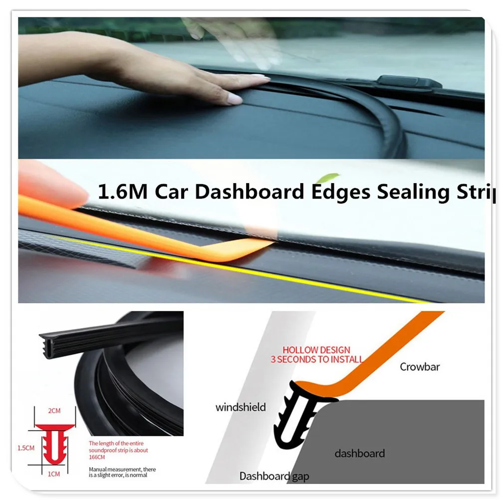 

U Type 1.6M Car Dashboard Edges Strip Windshield Gap Sealing Rubber Strips for Fiat 500X Argo 500L 124 Tipo Qubo Panda Mobi