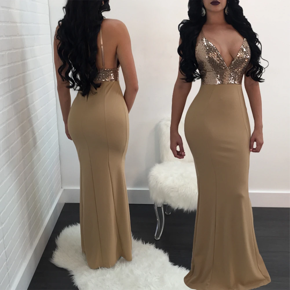 New Sexy Women Maxi Sequined Bodycon Dress V Neck Backless Sleeveless Long Bandage Party Dresses Clubwear vestidos Female Beige
New Sexy Women Maxi Sequined Bodycon Dress V Neck Backless Sleeveless Long Bandage Party Dresses Clubwear vestidos Female Beige