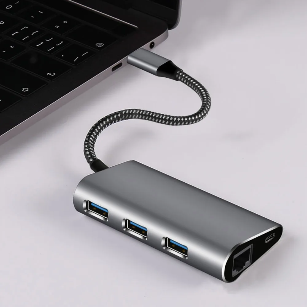 5 в 1 USB Type C Hub 3 0 to Gigabit Ethernet Rj45 Lan адаптер PD Зарядка для xiaomi huawei notebook Macbook Pro |