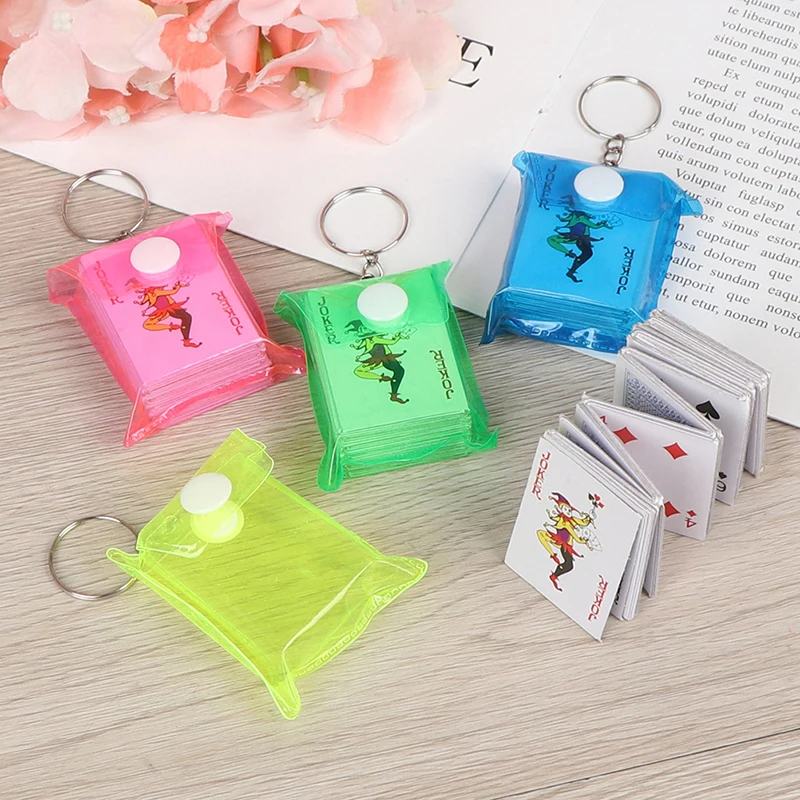 1PC 3x4cm Portable Mini Playing Cards Poker Keychain Small Board Game Key Chain