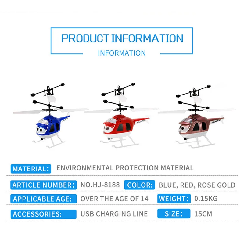 Mini RC Infrared Induction Helicopter Aircraft Model USB Charging Toys For Kids Gifts (7)