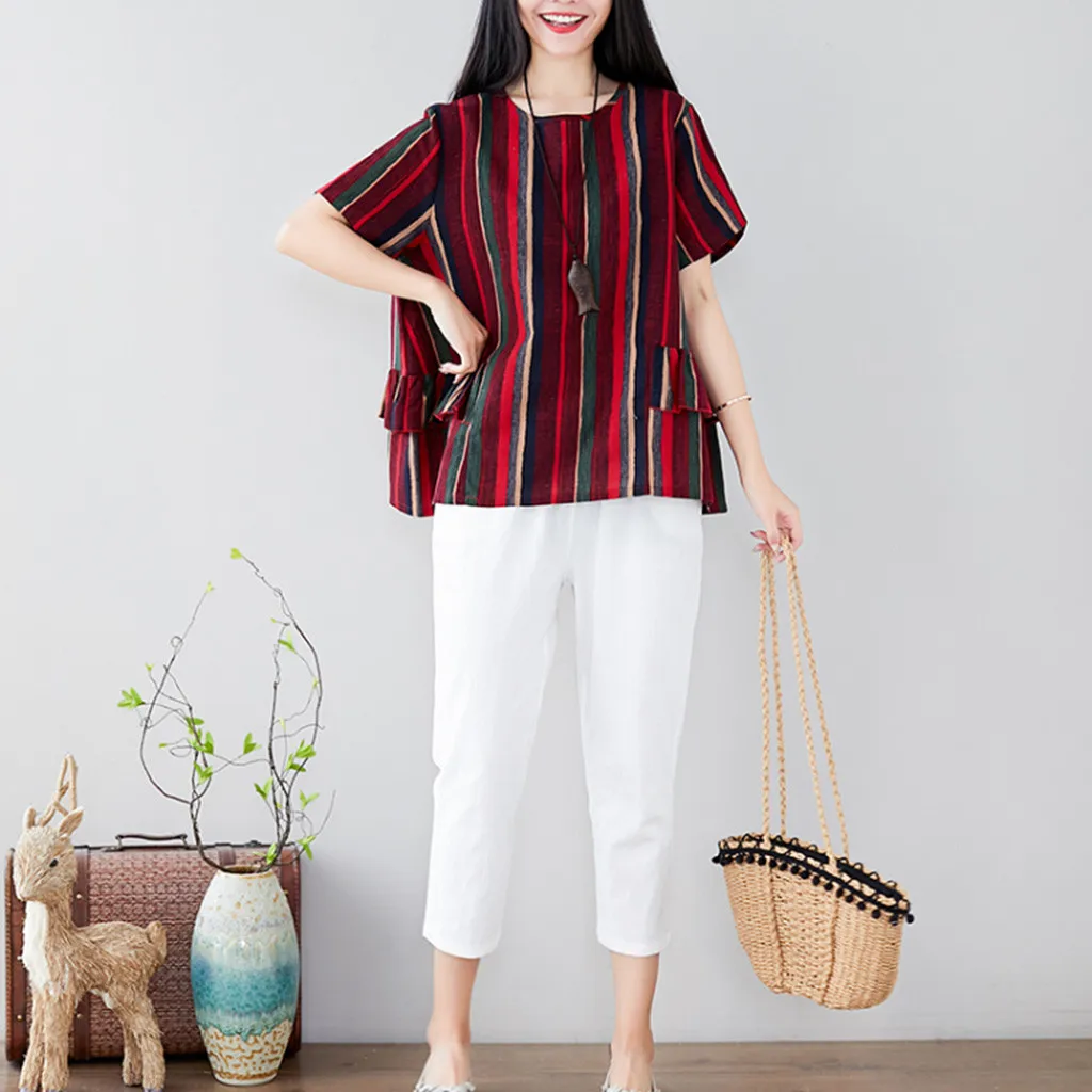 JAYCOSIN 2019 New Summer Women Suit Loose Office Plus Size Striped Print Short Sleeve Ruffles Tops Calf-Length Pants Set 9042439
JAYCOSIN 2019 New Summer Women Suit Loose Office Plus Size Striped Print Short Sleeve Ruffles Tops Calf-Length Pants Set 9042439