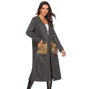 Savabien Women Long Gray Wool Coat Autumn Winter Faux Fur Pockets Slim Jacket Vintage V Neck Ladies Coat Cardigan Streetwear
Savabien Women Long Gray Wool Coat Autumn Winter Faux Fur Pockets Slim Jacket Vintage V Neck Ladies Coat Cardigan Streetwear