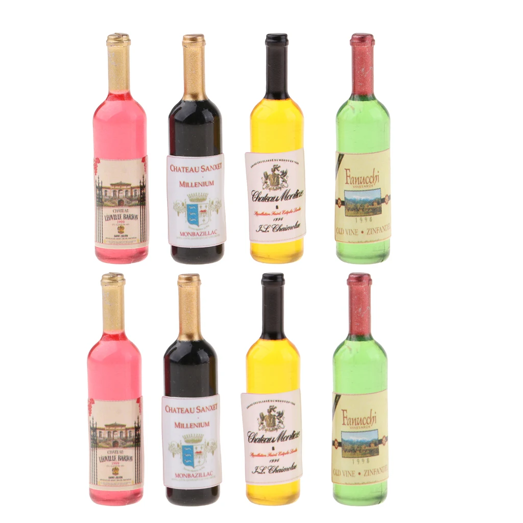 Pack of 8 Dollhouse Miniature Wine Bottle Wine Bottles Model for 1:12 scale Pack of 8 Dollhouse Miniature Wine Bottle Wine Bottles Model for 1:12 scale