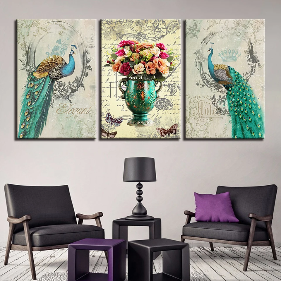 Canvas Pictures Home Decor Living Room Wall Art 3 Pieces Green Peafowl Flower Painting HD Prints Peacock Couple Poster Framework
Canvas Pictures Home Decor Living Room Wall Art 3 Pieces Green Peafowl Flower Painting HD Prints Peacock Couple Poster Framework