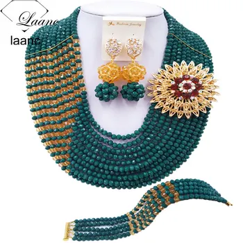Laanc Fashion African Wedding Beads Nigerian Beaded Jewelry Set Dark Green Solid Gold Crystal Necklace Free Shipping C10JK050
Laanc Fashion African Wedding Beads Nigerian Beaded Jewelry Set Dark Green Solid Gold Crystal Necklace Free Shipping C10JK050