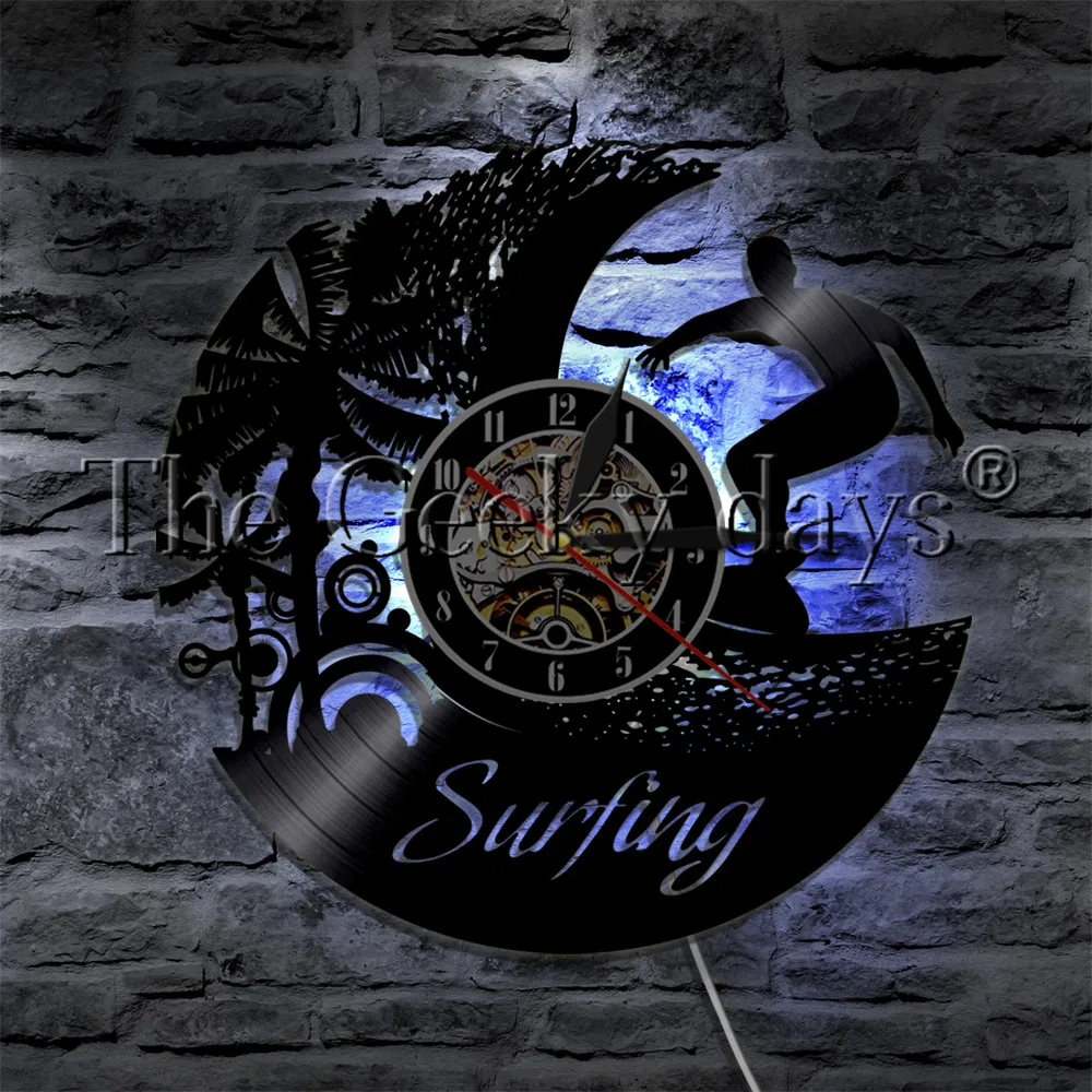 1Piece Surfing Water Sport LED Night Light Vinyl Record Wall Clock Summer Beach Time Wall Watch Lamp For Surfing Hobby Gift
1Piece Surfing Water Sport LED Night Light Vinyl Record Wall Clock Summer Beach Time Wall Watch Lamp For Surfing Hobby Gift