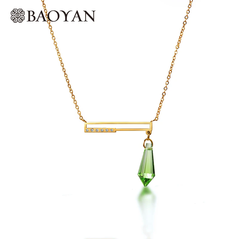 BAOYAN Fashion Crystal Drop Pin Bar Stainless Steel Rose Silver Gold Pendant Necklace for Women
BAOYAN Fashion Crystal Drop Pin Bar Stainless Steel Rose Silver Gold Pendant Necklace for Women