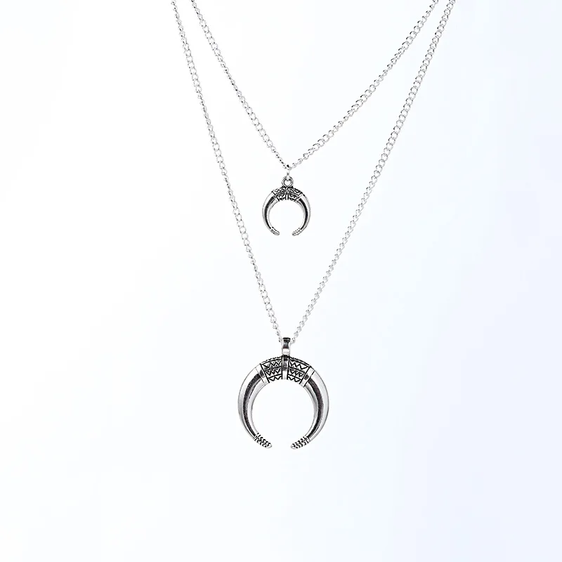 Ethnic Vintage Double Chain Silver Gold Color Moon Necklace Women Fashion Jewelry Boho Long Necklaces kolye collares
Ethnic Vintage Double Chain Silver Gold Color Moon Necklace Women Fashion Jewelry Boho Long Necklaces kolye collares