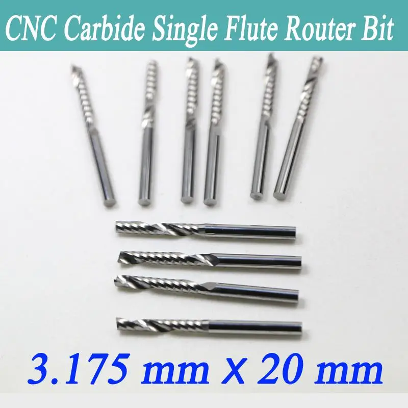 10pcs 3.175*20mm Single Flute Spiral End Mill Cutter, Tungsten Carbide Tools, Wood Engraving Bits on CNC Machine
10pcs 3.175*20mm Single Flute Spiral End Mill Cutter, Tungsten Carbide Tools, Wood Engraving Bits on CNC Machine