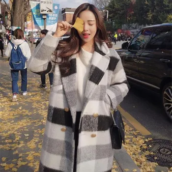 New Autumn Winter Cashmere Trench Jacket Women Casual Black White Plaid Coat Thickness Warm Button Pocket Jackets
New Autumn Winter Cashmere Trench Jacket Women Casual Black White Plaid Coat Thickness Warm Button Pocket Jackets