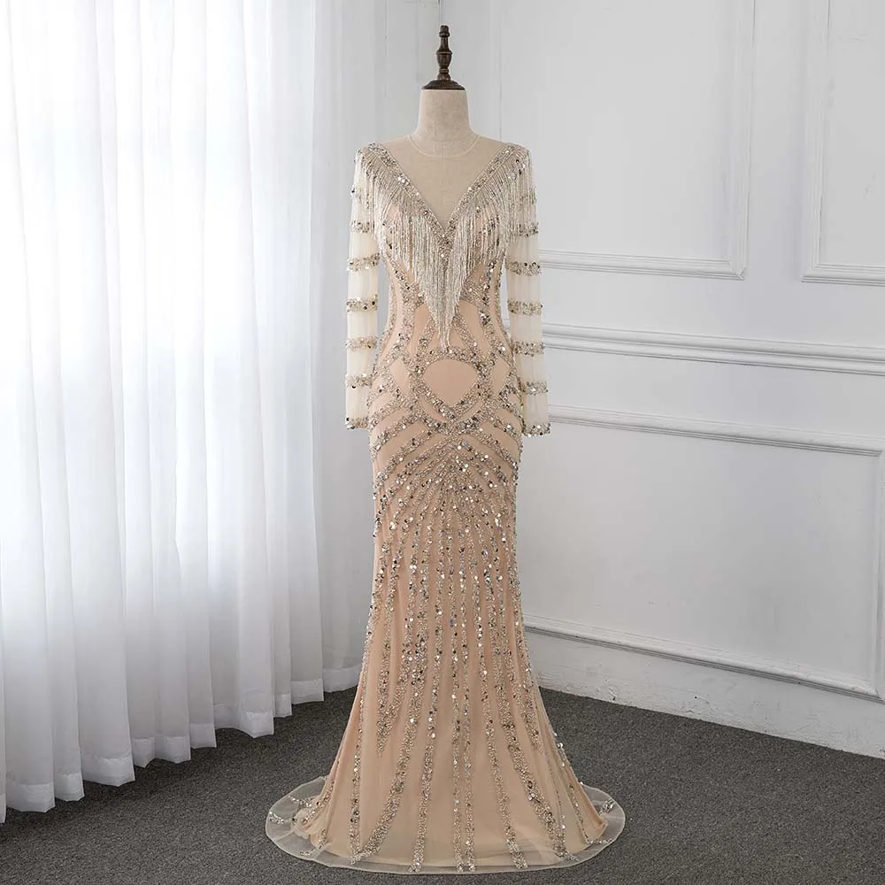Couture Nude Long Sleeve Evening Dress Bling Crystal Mermaid Dresses Formal Gown Robe De Soiree YQLNNE
Couture Nude Long Sleeve Evening Dress Bling Crystal Mermaid Dresses Formal Gown Robe De Soiree YQLNNE