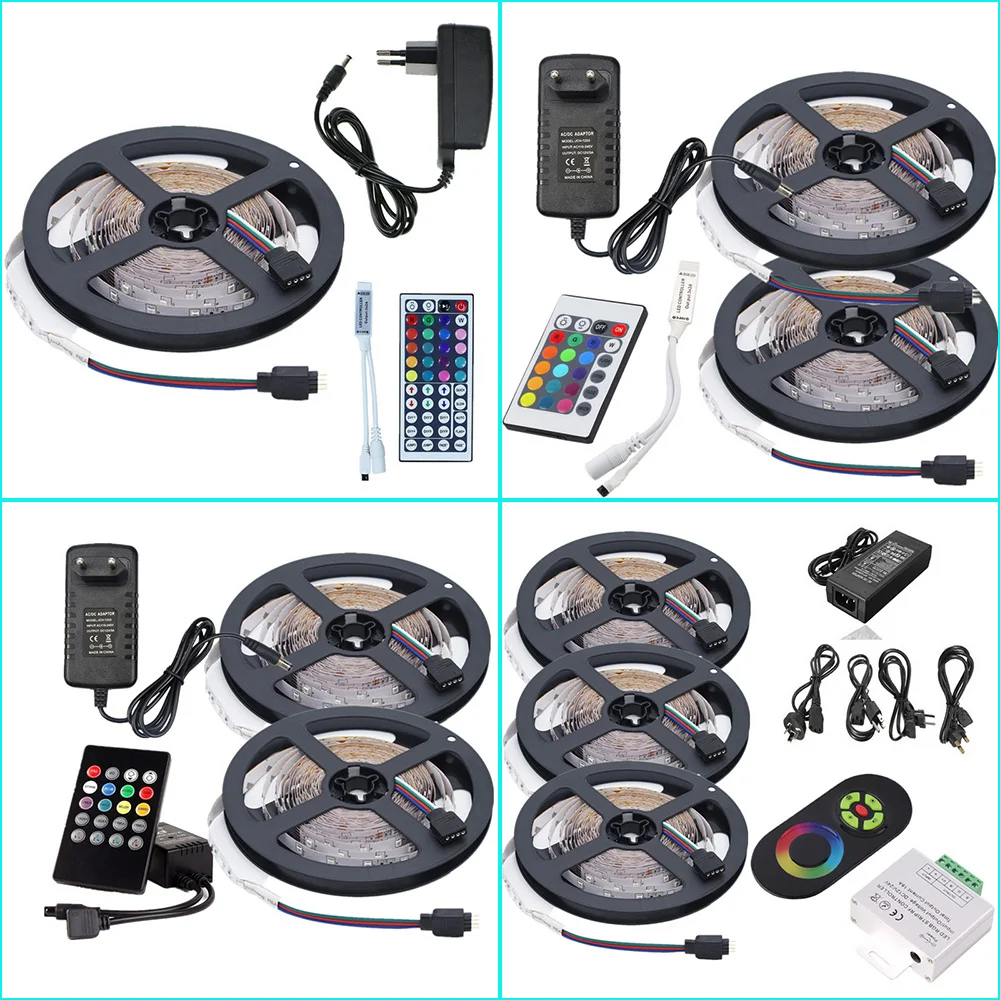 5m 10m 15m RGB LED Strip SMD 2835 Non Waterproof LED Rope Light DC12V 60leds/m Colorful Tape Ribbon+IR Remote Controller+Adapter
5m 10m 15m RGB LED Strip SMD 2835 Non Waterproof LED Rope Light DC12V 60leds/m Colorful Tape Ribbon+IR Remote Controller+Adapter