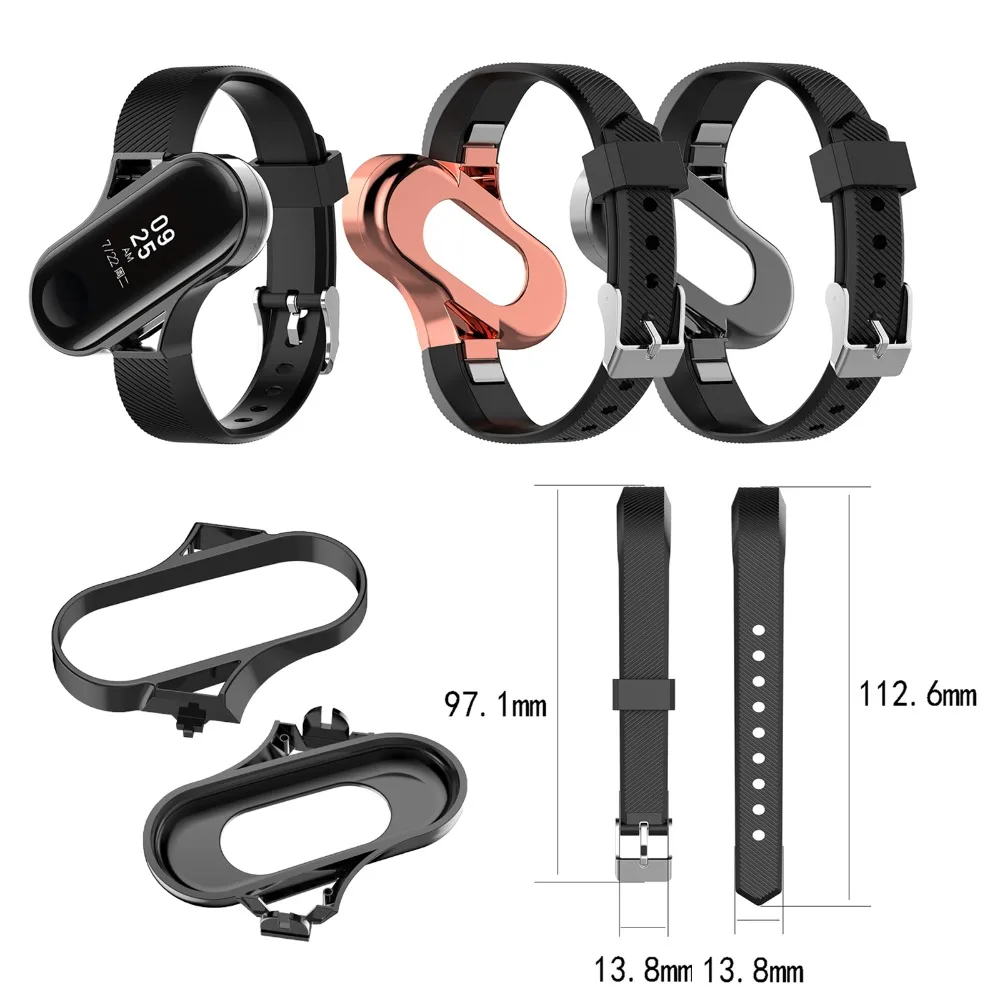 XBERSTAR Silicone Bracelet Strap for Xiaomi Mi Band 3 Shell Smart Tracker Watchbands Wrist Band with Stainless Steel Case Holder
XBERSTAR Silicone Bracelet Strap for Xiaomi Mi Band 3 Shell Smart Tracker Watchbands Wrist Band with Stainless Steel Case Holder