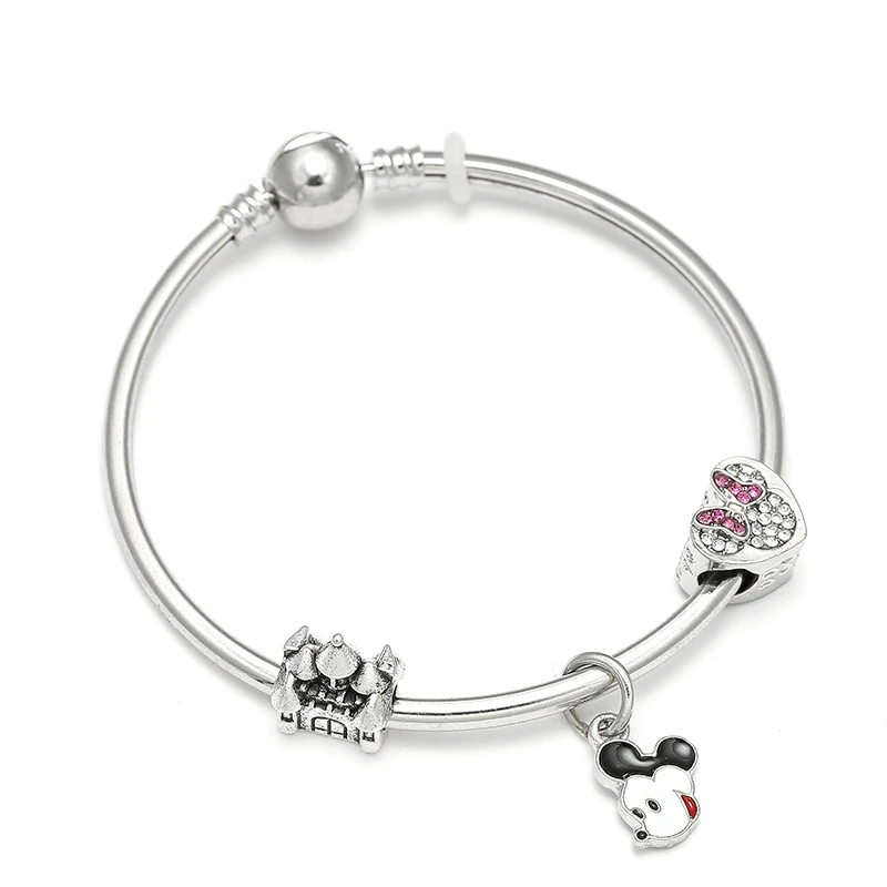Cartoon Beads Fit DIY Brand Bracelet & Bangles Mickey Dangle Charm Bracelets For Women For Child Gifts