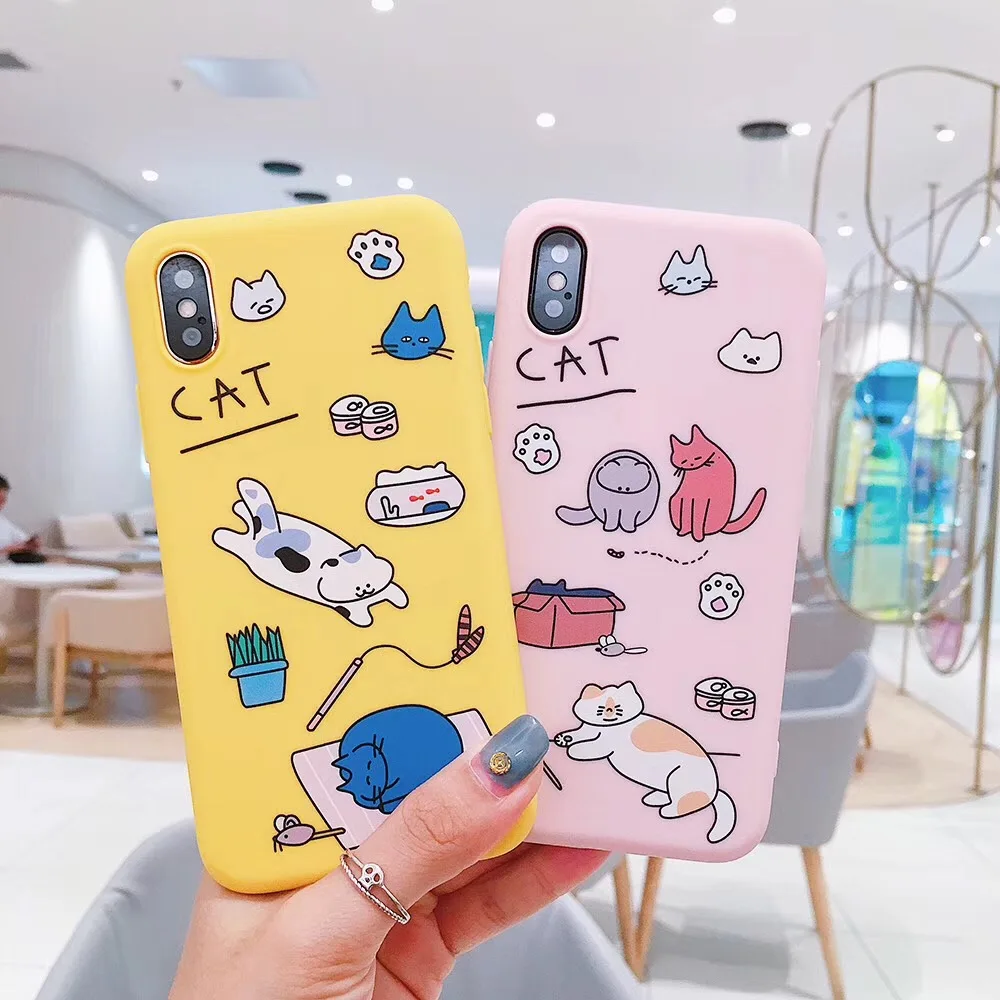 Fashion Cute cartoon candy color cat cover cases for iPhone 6 6splus 7 8plus X Xr Xs MAX soft TPU phone back shell cases Coque
Fashion Cute cartoon candy color cat cover cases for iPhone 6 6splus 7 8plus X Xr Xs MAX soft TPU phone back shell cases Coque