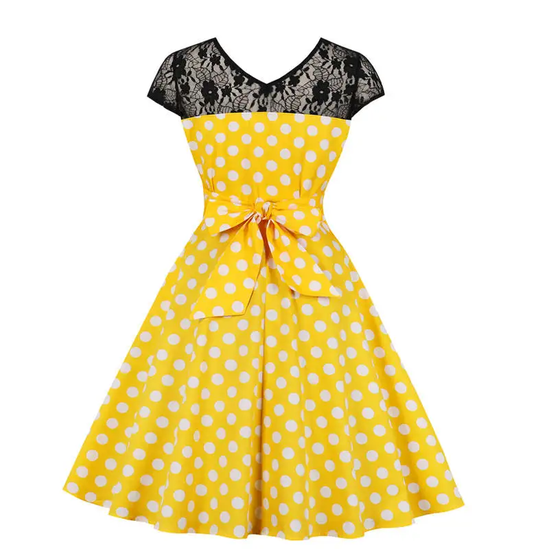 Retro Summer Women Dress Polka Dot Ladies Vintage Dress V Neck Lace Sundress Rockabilly Party Female A-line Vestidos Slim Tight
Retro Summer Women Dress Polka Dot Ladies Vintage Dress V Neck Lace Sundress Rockabilly Party Female A-line Vestidos Slim Tight