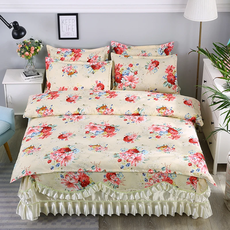Chinoiserie Elegent Blossom Print Duvet Quilt Cover Queen King