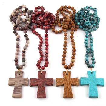 Fashion Semi Precious Stones Beads Statement Necklaces long Knotted Cross Ethnic Necklace
Fashion Semi Precious Stones Beads Statement Necklaces long Knotted Cross Ethnic Necklace