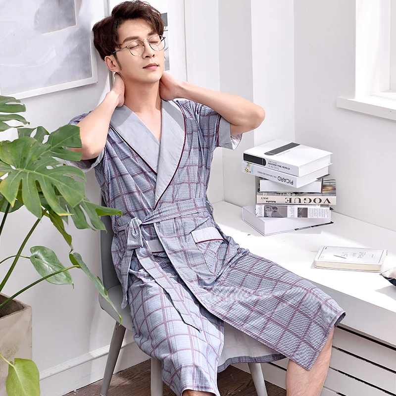 Bath Kimono Robe Men Nightgown Bathrobe (2)