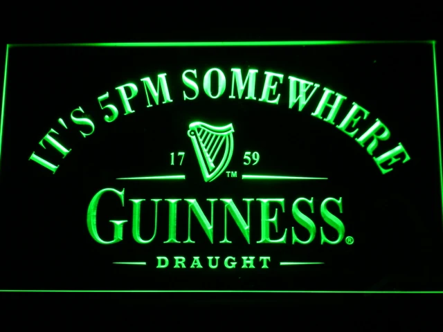 091 неоновые светодиодные вывески Guinness It's 5 где-то в баре с переключателем