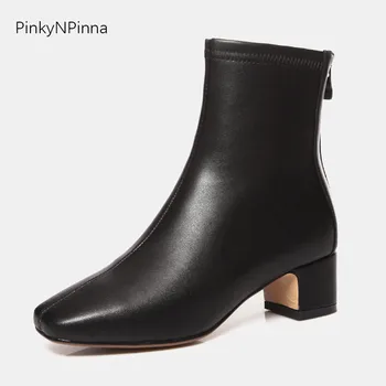 2019 new arrival women ankle boots all year round soft genuine leather cowhide back zip chunky heels black booties plus size 43
2019 new arrival women ankle boots all year round soft genuine leather cowhide back zip chunky heels black booties plus size 43