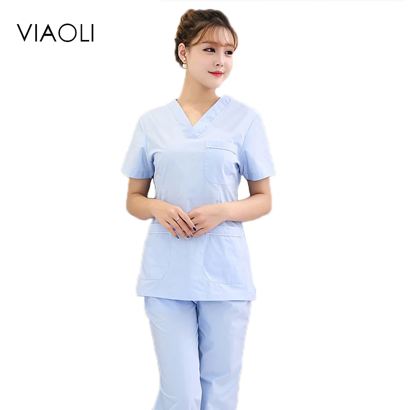 Viaoli Hospital nurse uniform hot selling scurbs medical uniforms ,new style V-neck medical scurbs with Blue florals top + pant
Viaoli Hospital nurse uniform hot selling scurbs medical uniforms ,new style V-neck medical scurbs with Blue florals top + pant