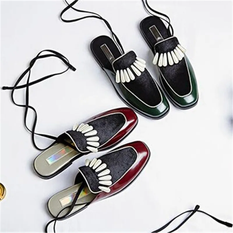 Fornihapfirafs Leather Horsehair Pactkwork Ankle Strappy Sexy Women Sandals Pearl Flat Lace Up Mules Slip-On Women Slipper Shoes
Fornihapfirafs Leather Horsehair Pactkwork Ankle Strappy Sexy Women Sandals Pearl Flat Lace Up Mules Slip-On Women Slipper Shoes