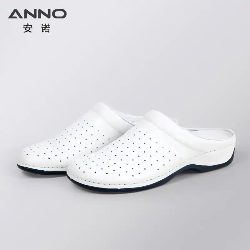 Anno White Leather Nurse Shoes Surgical Clog Hospital Medical