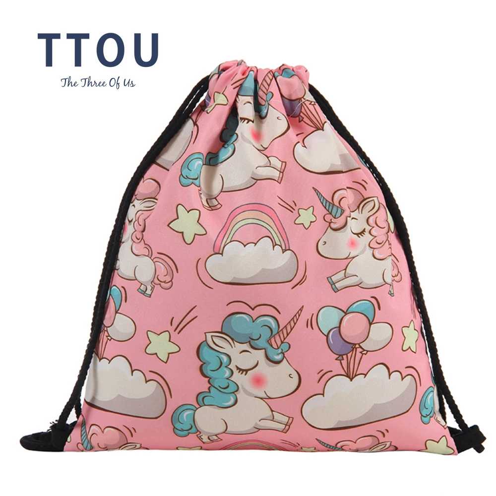 

TTOU Drawstring Bag Small Women's Backpack for Cartoon Unicorn Printing Girls Cute Daypack Kids Satchel Softback Mochilas