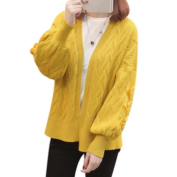Women Sweater Short Coat Lantern Sleeve Knitted Sweater Cardigan Female Spring Autumn V-Neck Loose Knitting Sweater Tops F583
Women Sweater Short Coat Lantern Sleeve Knitted Sweater Cardigan Female Spring Autumn V-Neck Loose Knitting Sweater Tops F583