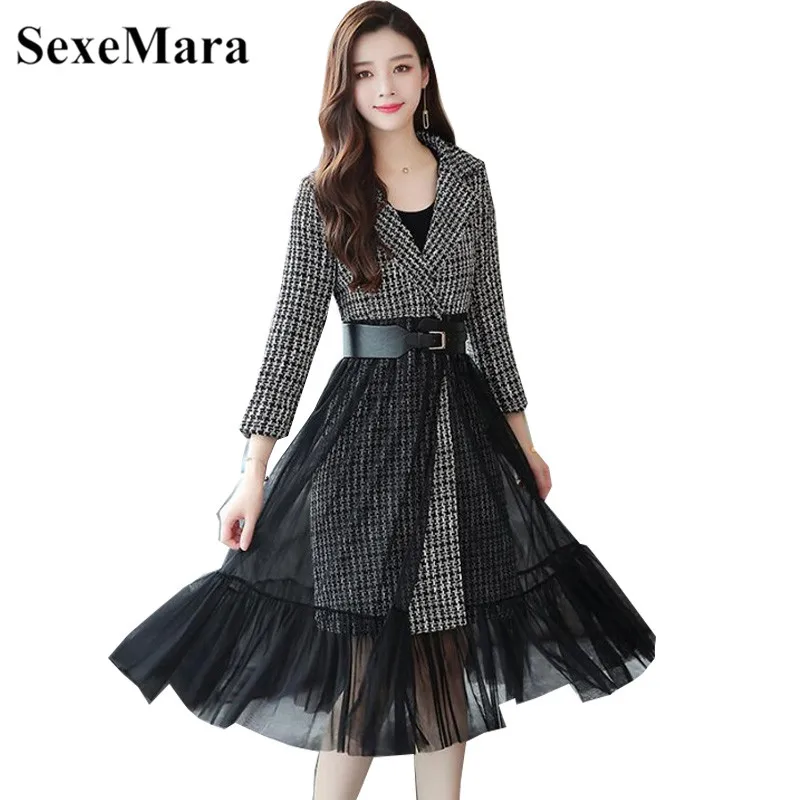 Autumn and winter women's thick dress 2019 autumn and winter lapel stitching long dress elegant wild long-sleeved party vestidos
Autumn and winter women's thick dress 2019 autumn and winter lapel stitching long dress elegant wild long-sleeved party vestidos