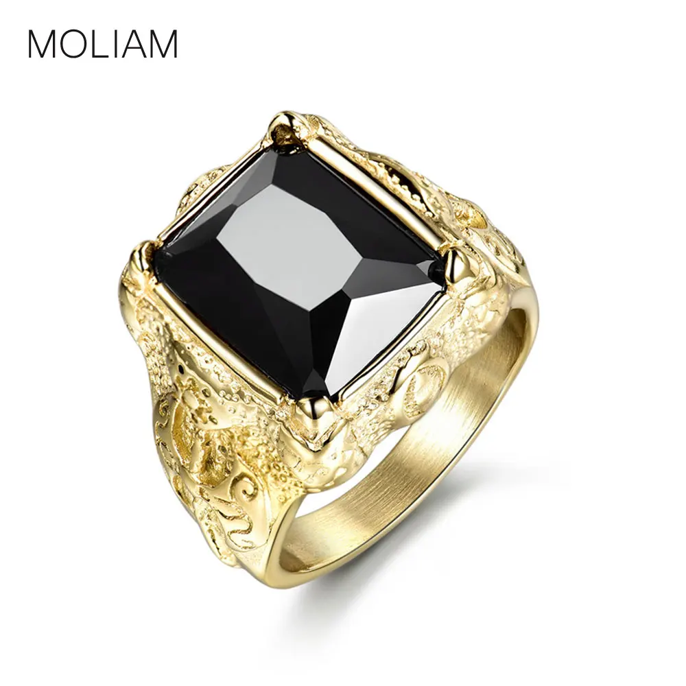MOLIAM Vintage Retro Stainless Steel Men Rings Gold-Color Red/Black Stone Fashion Men's Ring Jewelry MLBR164
MOLIAM Vintage Retro Stainless Steel Men Rings Gold-Color Red/Black Stone Fashion Men's Ring Jewelry MLBR164