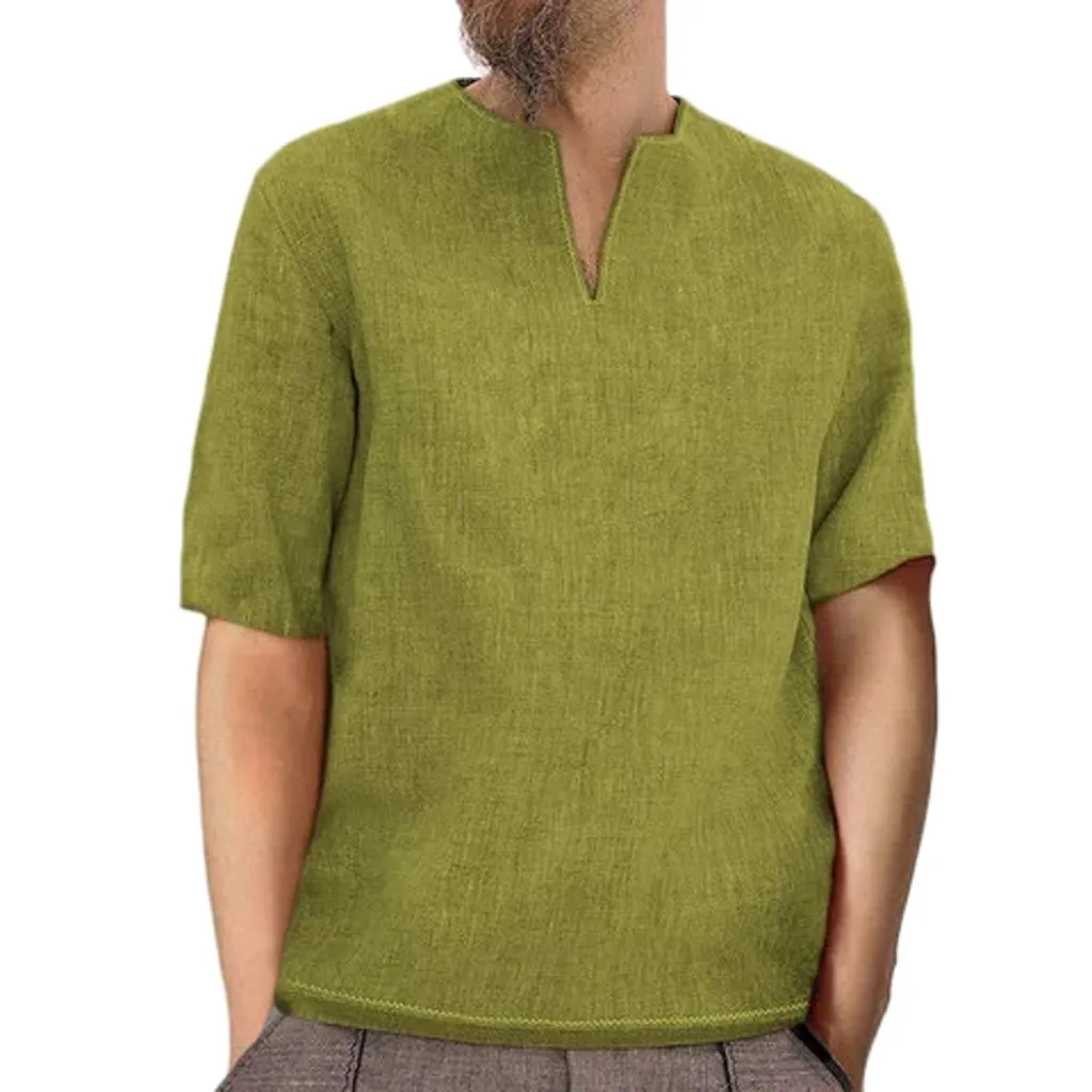 Men's Baggy Retro Cotton Linen Shirts With Short Pullover Sleeve Cultivate One's Morality V Neck Tops Mens Clothing
Men's Baggy Retro Cotton Linen Shirts With Short Pullover Sleeve Cultivate One's Morality V Neck Tops Mens Clothing